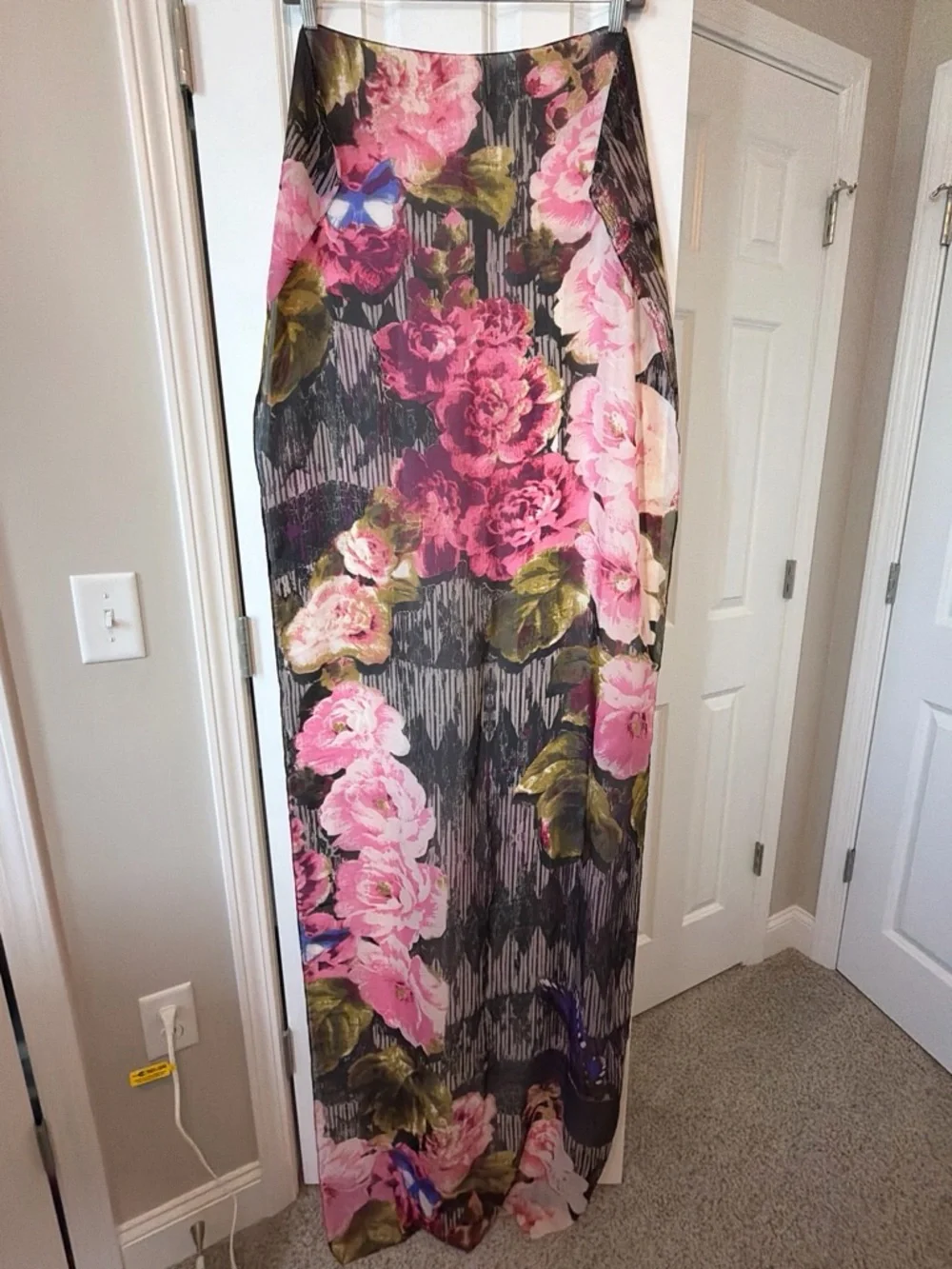 Oversized Pink Floral Butterfly Scarf Wrap